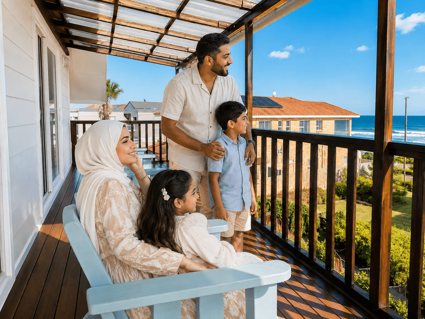 Balcony and coastal surroundings at Zuri Bluu